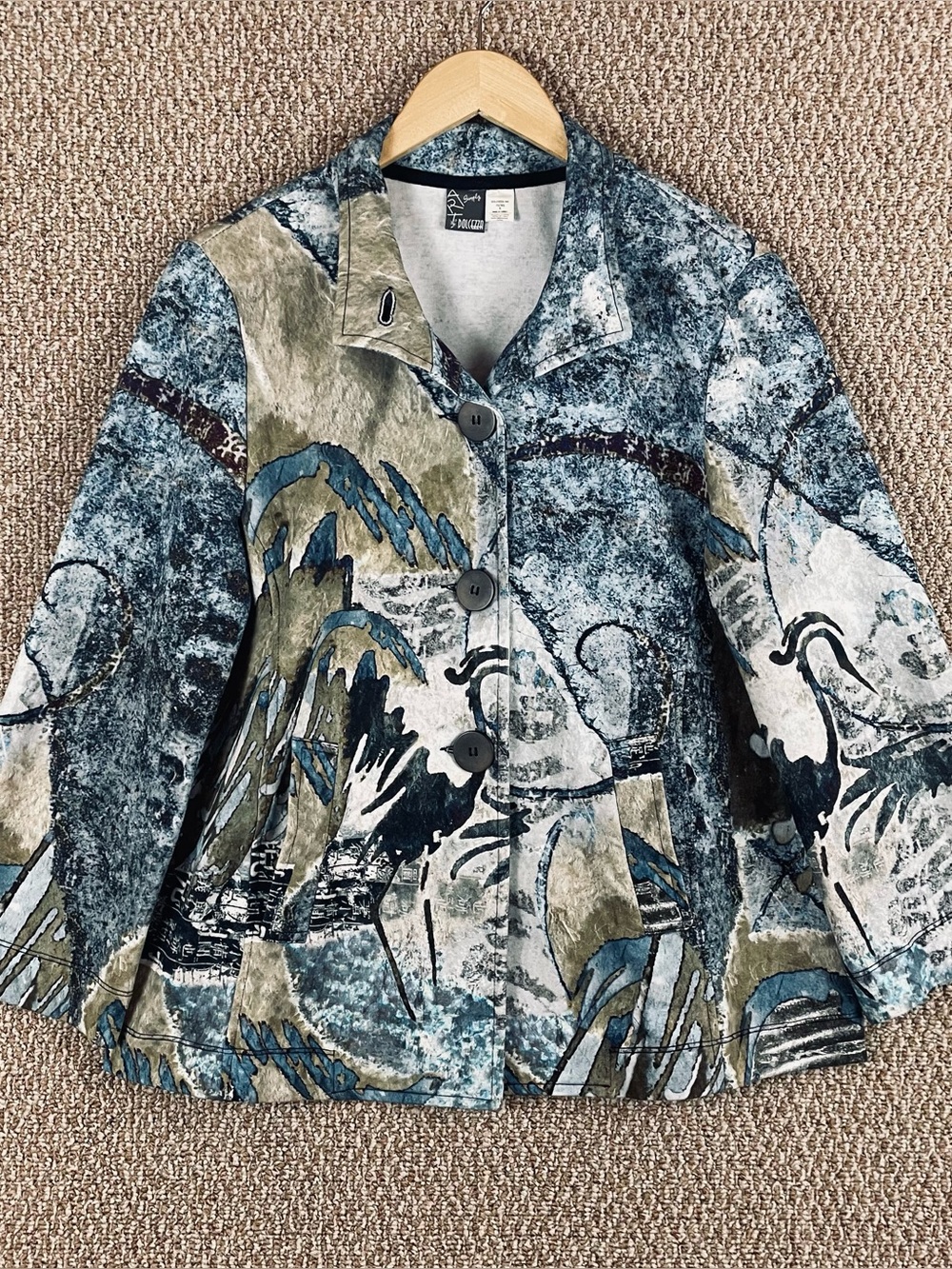 Simply Art by Dolcezza Small Jacket Abstract Art to Wear Collared Button F119